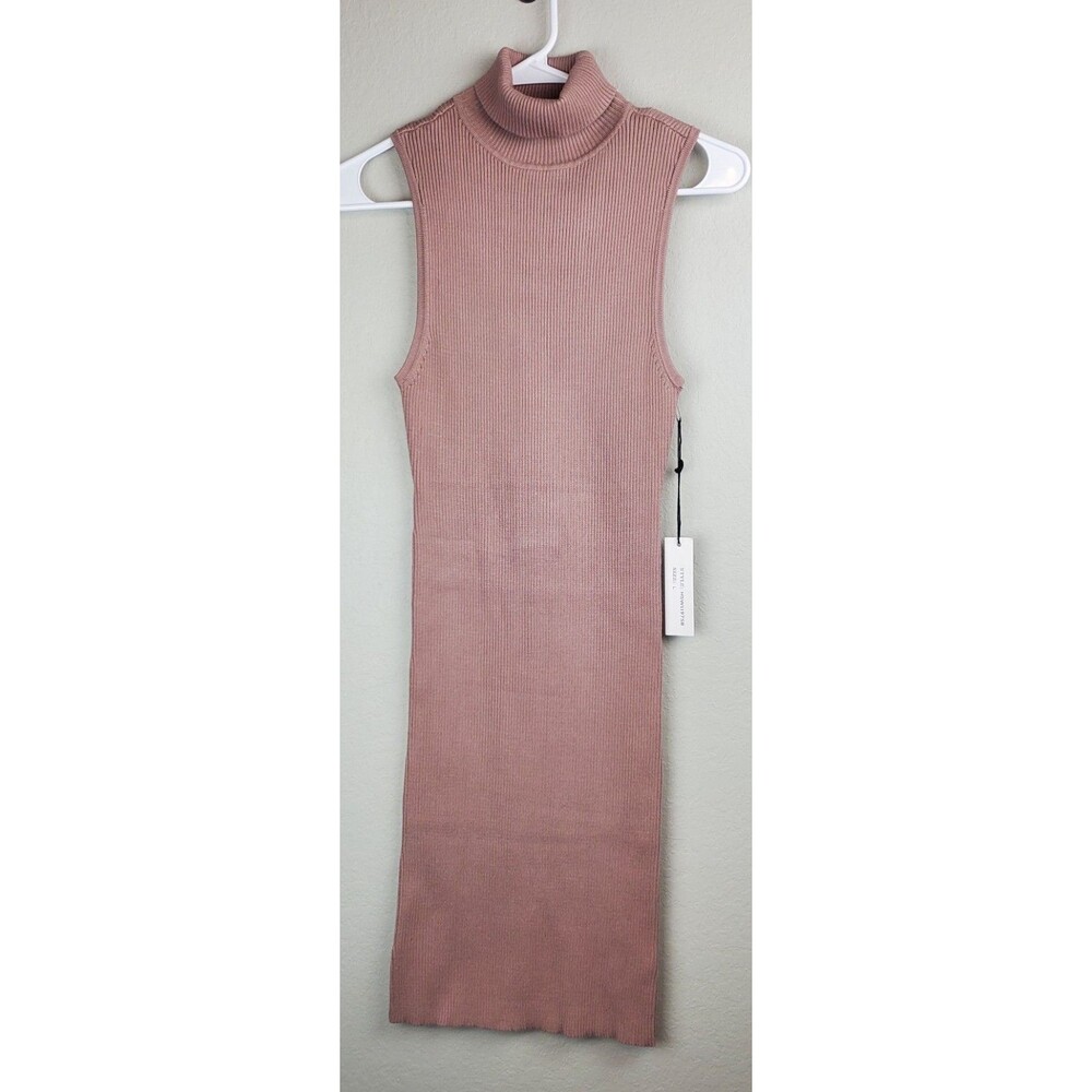 NWT Shinestar Women's Large Sleeveless Dusty Rose Bodycon Dress Turtle Neck